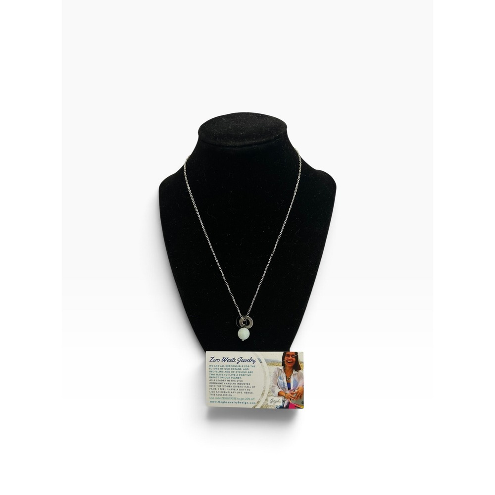 Gogh Jewelry Zero Waste Necklace 18" .925 Silver New Mixed Metal Aqua Bead